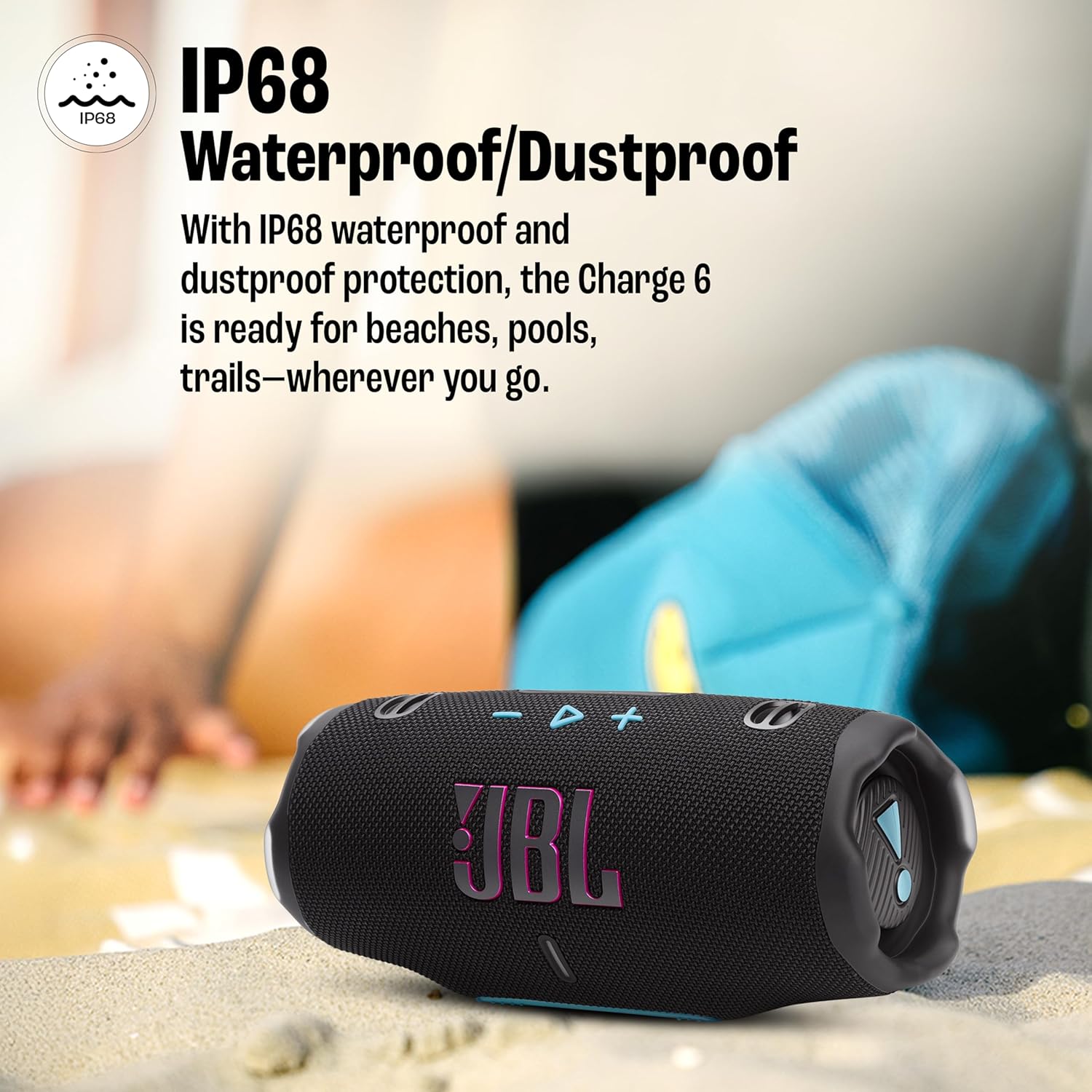 jbl charge 6, powerful pro sound with ai sound boost wireless portable bluetooth speaker,28 hrs playtime, auracast multi speaker connection, built in power bank, ip68 waterproof black & orange jbl charge 6, powerful pro sound with ai sound boost wireless portable bluetooth speaker,28 hrs playtime, auracast multi speaker connection, built in power bank, ip68 waterproof black & orange