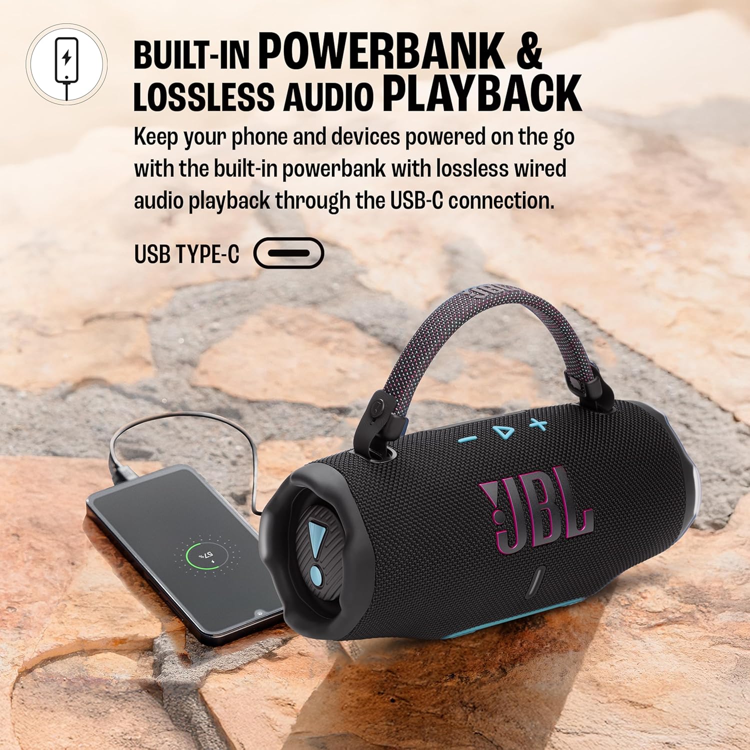 jbl charge 6, powerful pro sound with ai sound boost wireless portable bluetooth speaker,28 hrs playtime, auracast multi speaker connection, built in power bank, ip68 waterproof black & orange jbl charge 6, powerful pro sound with ai sound boost wireless portable bluetooth speaker,28 hrs playtime, auracast multi speaker connection, built in power bank, ip68 waterproof black & orange